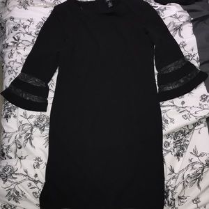 Black Liz Claiborne 3/4 Sleeve Dress with Sheer Cuffed Sleeves - Size 16